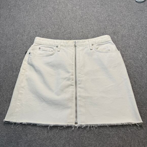 Women's‎ Rag & Bone Anna White Zip Front Denim Blue Jean Mini Skirt Size 30 NEW - Picture 2 of 10